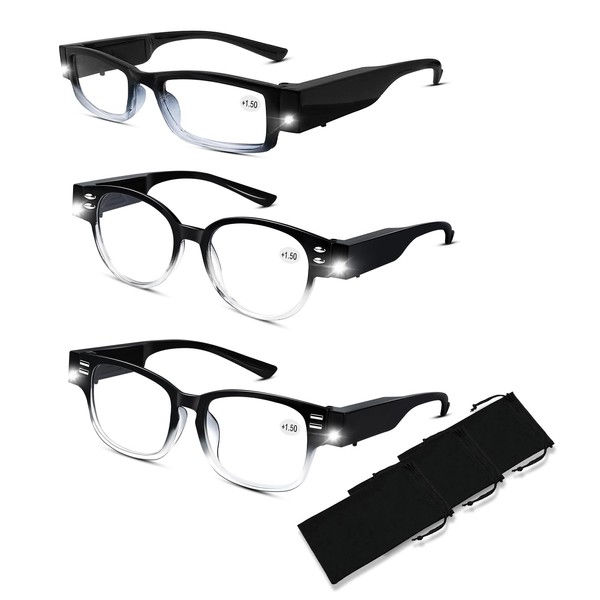 Reading Glasses with Light 3 Styles Bright LED Readers with