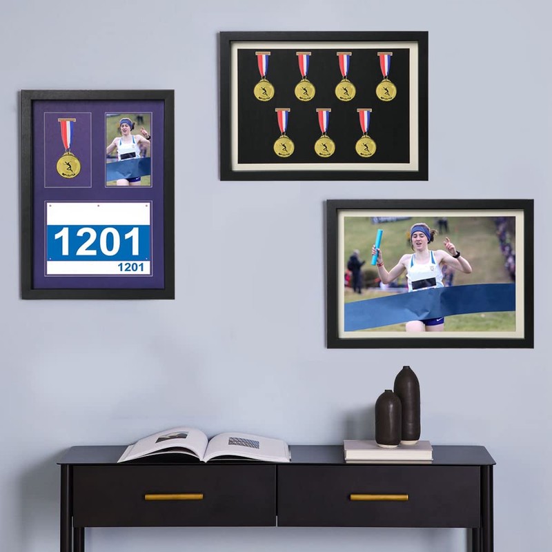 Shadow Box for Medals, Race Bibs, and Photos Display -