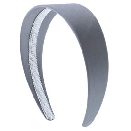 Motique Accessories Gray 2 Inch Wide Satin Hard Headband with No Teeth Head band for Women and Girls