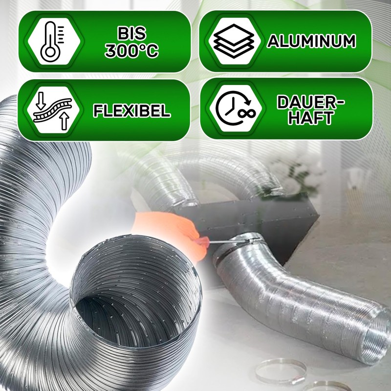 Flexible Suction Hose Aluminium Diameter 120 mm Extendible Length 20