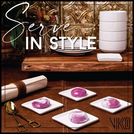 Vikko Mini Dessert Plate, 3.5" White Porcelain Plate, Set of 6 Square Plates for Petit Fours, Pastries, Fruit, Dishwasher Safe