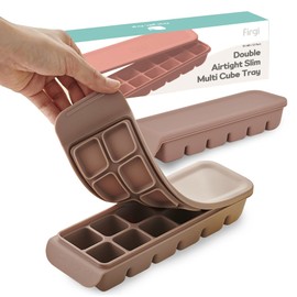 Firgi Silicone Freezer Trays with Lid,0.7oz 12 Section-Leak Proof Silicone Freezer molds for Homemade Baby Food Breastmilk, Purees, Vegetables, Fruit, Baby Food Jars Ice Tray with Lid BPA Free Brown