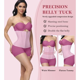 SHAPSHE Waist Trainer for Women Tummy Control Waist Cincher Workout Corset Shapewear Body Shaper Pink
