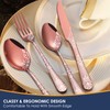 EUIRIO 72-Piece Copper Silverware Set with Steak Knives,Rose Gold Flatware