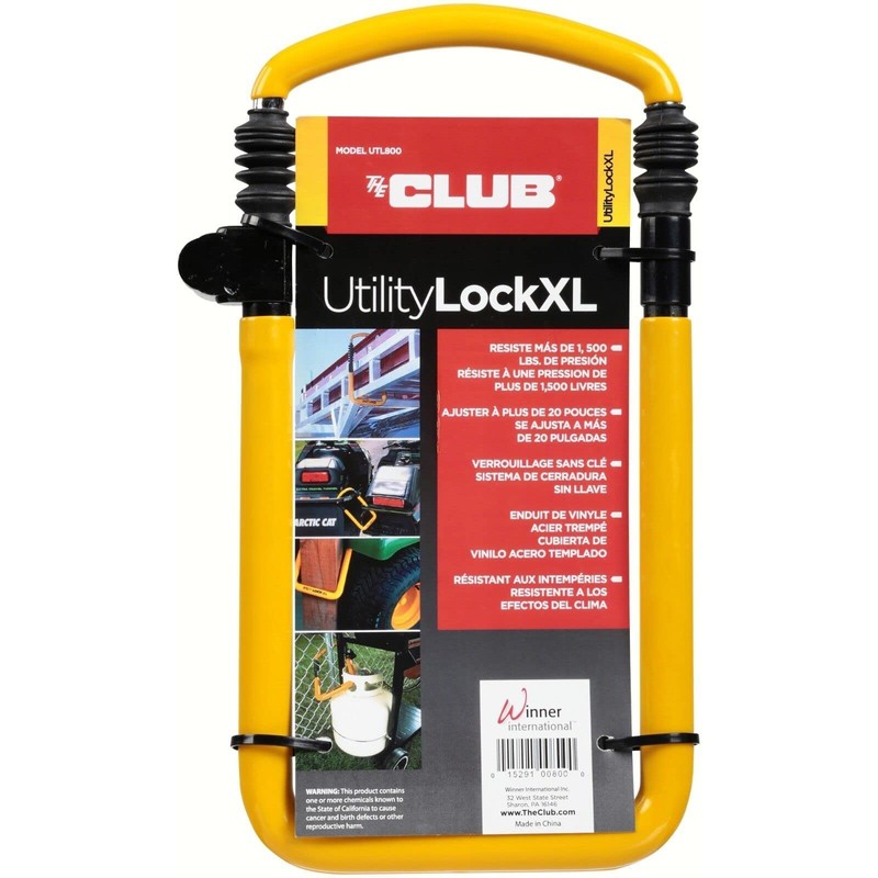 Winner International The Club UTL800 Utility Lock, 13.25"-20.25", Yellow