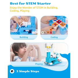 WhalesBot A3 12-in-1 STEM Blocks Coding Robot Kit for Kids, 61-Piece Educational Building Set with Interactive Storytelling, Ideal Toy Gift for Boys & Girls Ages 3-6