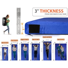 3 Inch Thick GAIALOOP Memory Foam Camping Pad Futon Mattress, Portable Floor Sleeping Mat Sleepover Guest Roll Up Glamping Mattress [Cot:72 * 24 * 3"]