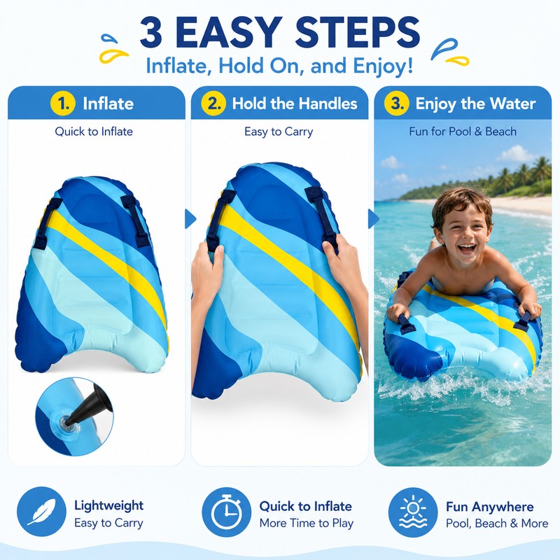 Inflatable Bodyboard for Kids’ Pool & Beach Play – Lightweight