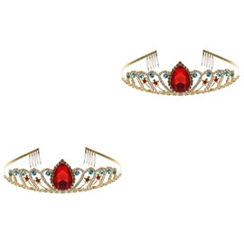 Beavorty 2pcs Face Gems Kids Party Decoration Birthday Headband Little Girls Rhinestone Princess Crown