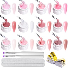 Builder Gel für Nägel 12 Farben, Aufbaugel für Gelnägel Rosa, UV Nagelgel Set zur Nagelverlängerung Modellage Nail Art Base Verstärkung, Nagellack für Nägel Selber Machen