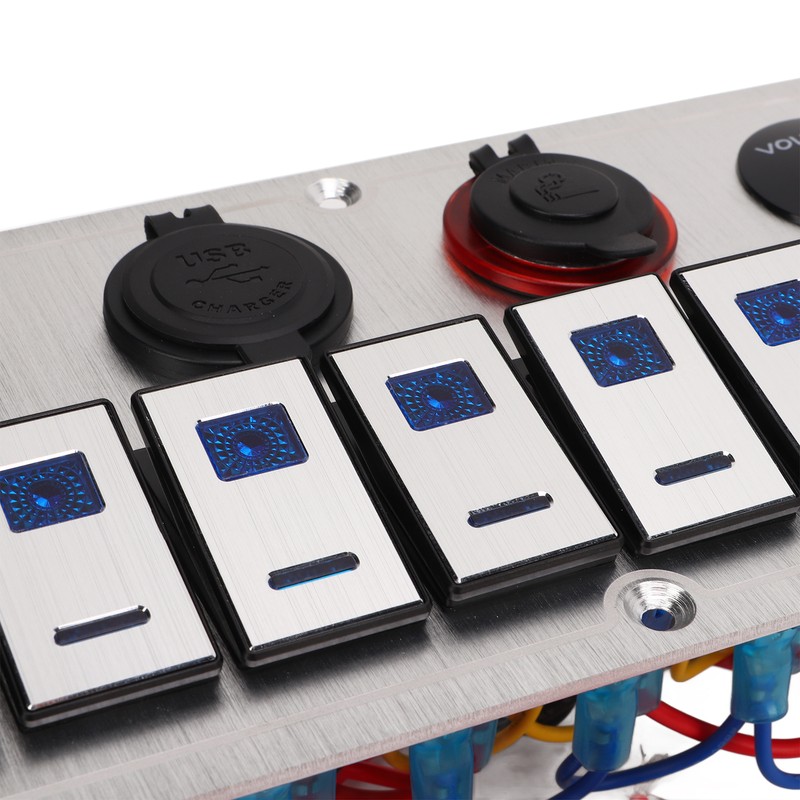 Rocker Switch Panel 8 Gang 12‑24V 5 Pin Blue Light