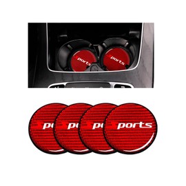 BESULEN Car Cup Holder Coaster, 4 PCS Carbon Fiber Non-Slip Embedded Coasters, Universal 2.75 Inch Cup Holder Insert Coaster Pad, Sports Racing Durable Drink Mat, Car Interior Accessories (Red)