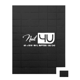 Professional Mini Nail Buffers Set for Acrylic Gel Tips by Nail4U Double sided 180/240 grit Sanding Blocks Manicure Tools for Home and Salon use Pack of 60 pcs