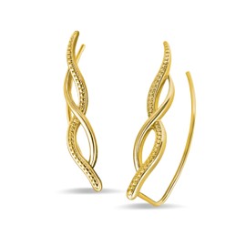 Watforsh 14K Gold Plated Twist Ear Cuff for Women Crawler Earring Cuff Studs Hypoallergenic Climber Earrings for Minimalist Jewelry