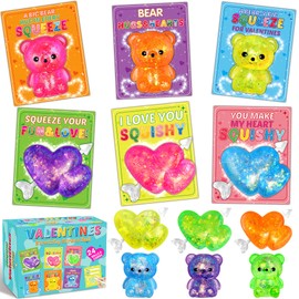 Itscolofy 24 Pack Valentines Day Cards For Kids with Stretchy Balls Toys, Valentines Day Cards for Kids School, Kids Classroom Valentines Exchange Gifts, Valentines Party Favors For Kids