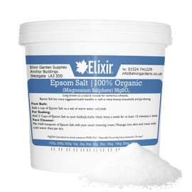 Elixir Gardens Pure Organic FCC Food Epsom Salt |1kg Re-Sealable Tub