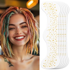6 Sheets Glitter Freckles Face Tattoo Gold Sparkle Freckles Face Glitter Tattoo Makeup Women for Party Festivals