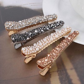 Luxury Pearl Crystal Hair Clip Luxury Gold 5ea