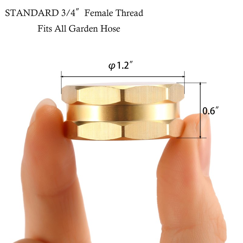 Sanpaint 4 Pack Garden Hose End Caps with Washers, Brass