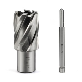 Annular Cutter JESTUOUS 1 Inch Cutting Diameter 3/4 Weldon Shank 1 Cutting Depth with Pilot Pin Slugger Bits HSS Kit for Magnetic Drill Press,1 Piece