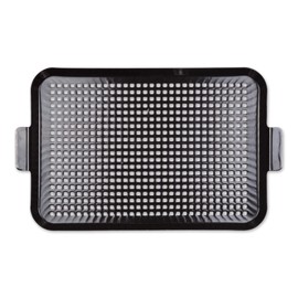 RSVP International Porcelain Coated Steel BBQ Grill Tray/Pan, Outdoor Barbeque Grilling Accessories for Cooking Fish & Vegetables, Dishwasher Safe, Large, 19.5x11.75