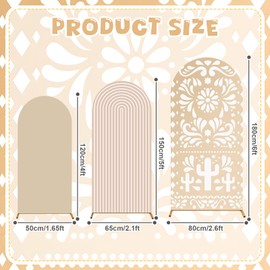3 Pcs Mexican Beige Arch Backdrop Covers Set for Fiesta Talavera Wedding Birthday Party Decorations Stretchy 2 Sided Round Top Chiara Arch Stand Cover