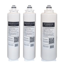 USWF 2-Year Replacement Filter Set for RO-2F-600 Tankless Reverse Osmosis System, Pack of 2 CF Filters and 1 RO Membrane
