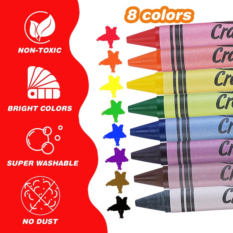 WOSWEL Super Washable Jumbo Crayons Bulk, 4 Pack Crayons with
