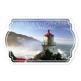 Die Cut Sticker Oregon Coast, Heceta Head Lighthouse, Contour Vinyl Sticker 3 to 6 inches, (Waterproof Decal for Cars, Water Bottles, Laptops, Coolers), Large