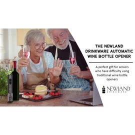 NEWLAND DRINKWARE- Electric Wine Bottle Opener with Lockable Foil Cutter (Gray)