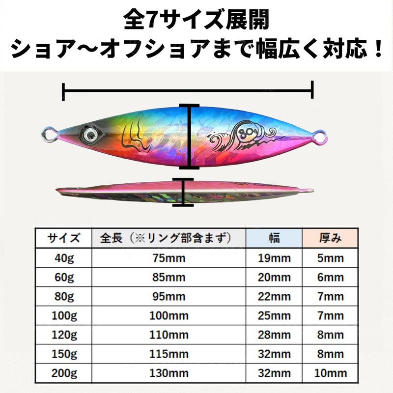 TackleTime Metal Jigs 1.4 oz (40 g) 60 g 80