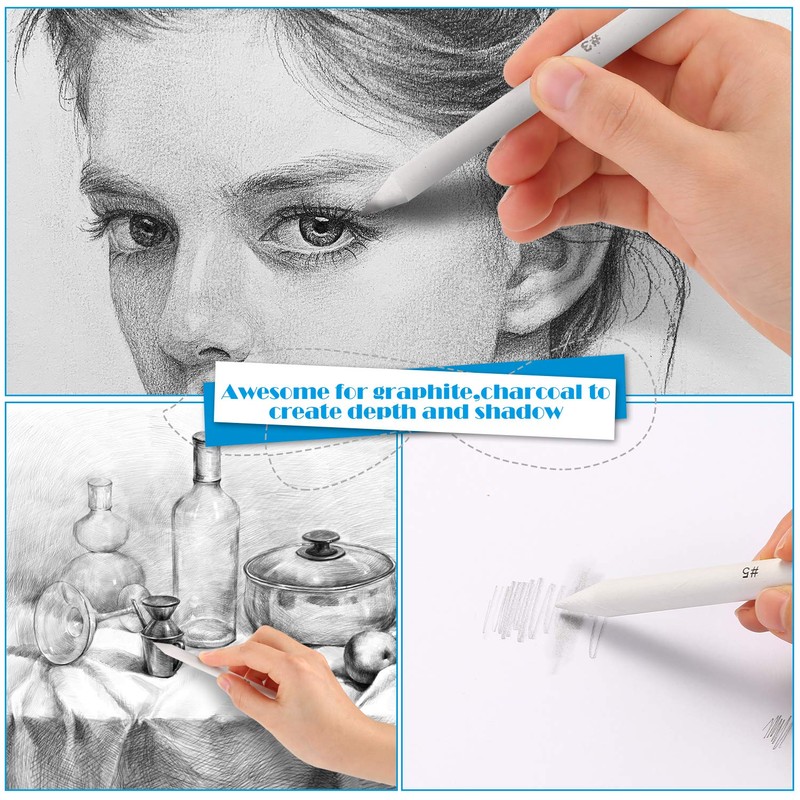 22 PCS Sketch Drawing Tools, AGPtEK 16 Blending Stumps Set