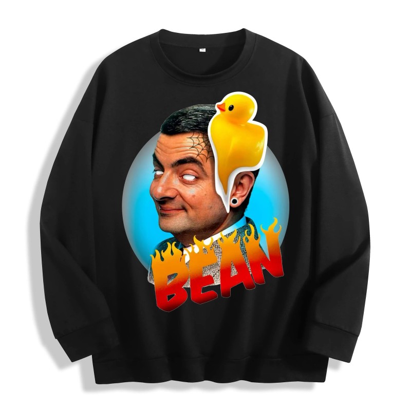 Mr. Bean Graffiti Rubber Duck Graphic Crewneck Sweatshirt, US Warehouse,
