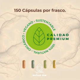 Hongo Melena De Leon Raíces Zen 150 Cápsulas Memoria Premium Sin Sabor