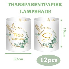 12 Tea Light Holders Table Decoration, My Confirmation Decoration for Boys and Girls, Eucalyptus Green, Confirmation Favours Gifts, Suitable for Tea Lights or Candles