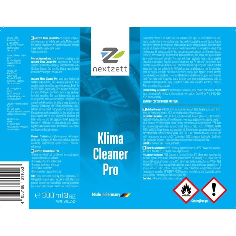 nextzett Klima Cleaner 10 Fl Oz Air Conditioning Evaporator Cleaner