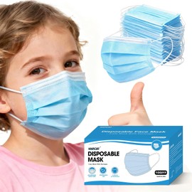 100 Pcs Kids Blue Disposable Face Masks 3 Ply Children Boys Girls Masks with Earloops