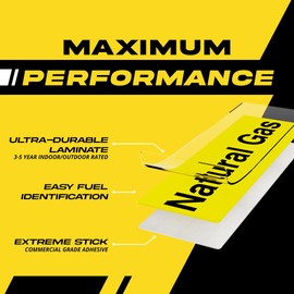 Fuel Stickers Natural Gas Sticker - Fuel Label Sign for Storage Tank, Container and Pipe - Weather Proof, Extreme Stick, Indoor/Outdoor Rated - Natural Gas Label by Fuel Stickers - USA Made (6x2 inch), 10 Labels