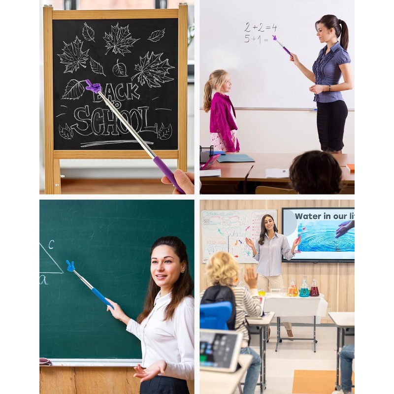 KGDUYC Set of 4 Extendable Pointer Sticks, Telescopic Teacher Pointer,
