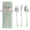 Cutipol Alice Set White/Matte Silver Children's Cutlery Set Ribbon Wrapping