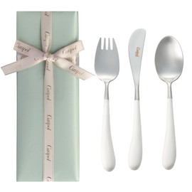 Cutipol Alice Set White/Matte Silver Children's Cutlery Set Ribbon Wrapping