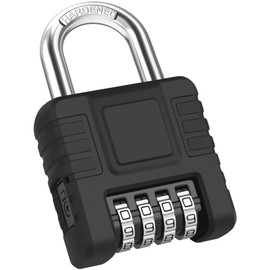 Diyife Combination Padlocks Outdoor, 51mm Large Heavy Duty 4 Digit Combination Lock with Cover, Weatherproof Padlocks with 7mm Alloy Stainless Steel Shackle for Gym, Shed, Garage, Gate, School (Black)