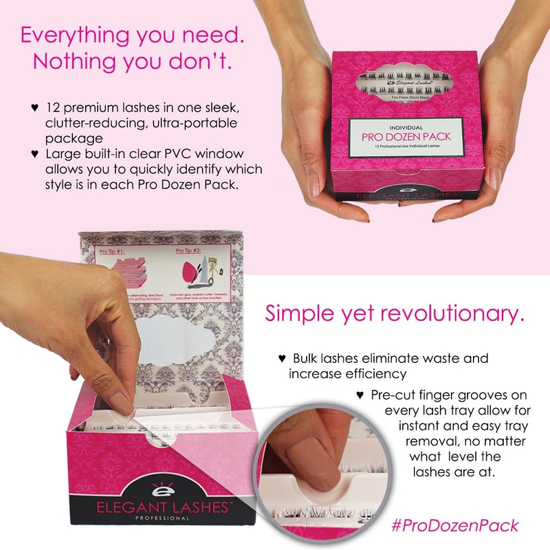 Elegant Lashes Individual Single X-Short Brown Lashes (Pro Dozen Pack