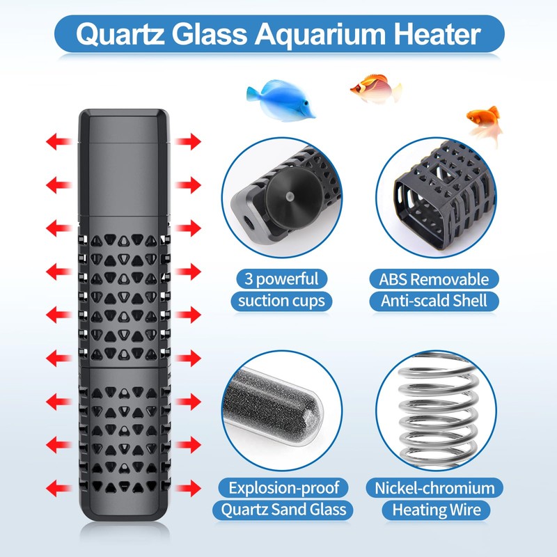 HiTauing Aquarium Heater, Upgraded 100W Fish Tank Heater with Intelligent