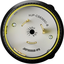 HJP-CS6365C Twist Locking Male Plug 50 Amp by Journeyman-Pro, 125/250 Volt AC, (CS) California STD, 2P/4W, Black/White, 50A, UL Listed, SS2-50P, Heavy Duty Industrial Connector 120/240V 250V (1)