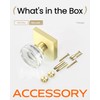 Leydebong 2 Pack Crystal Glass Dummy Door Knobs, Gold Round