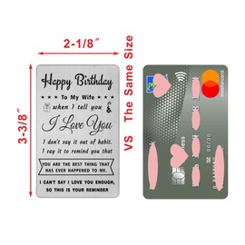 DEGASKEN Lovely Wife Birthday Card from Husband - Happy Birthday Gifts to My Wife - Romantic Wife Birthday Decorations, Steel Wallet Card
