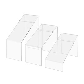 2 Pack Acrylic Slanted Shoe Display Stand Clear Premium Lucite 3 Pieces Footwear Showcase Riser with Heel Stop for Retail Shops and Clothing Stores by Marketing Holders