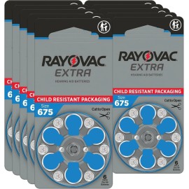 Rayovac Extra Size 675 Batteries PR44 Zinc Air 1.45V Hearing Aid (60 Count)