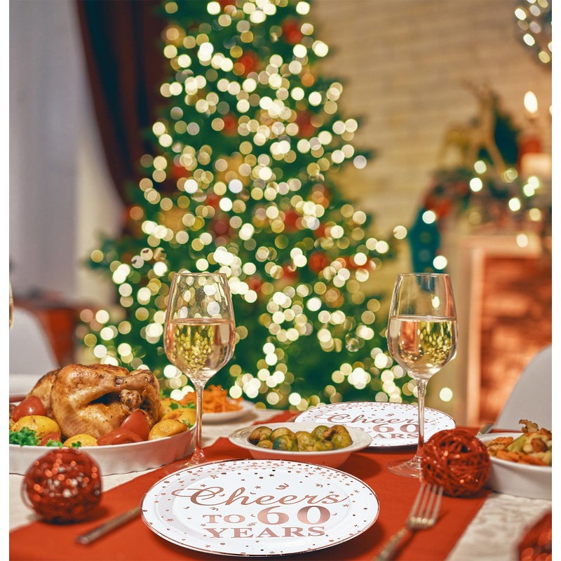 SietDESEO 50 PCS Cheers to 60 Years Paper Plates with
